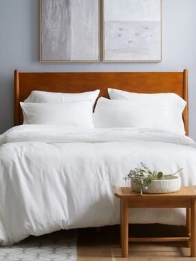 Quince European Linen Duvet Cover King Cal King White | Luxury RH Style Bedding